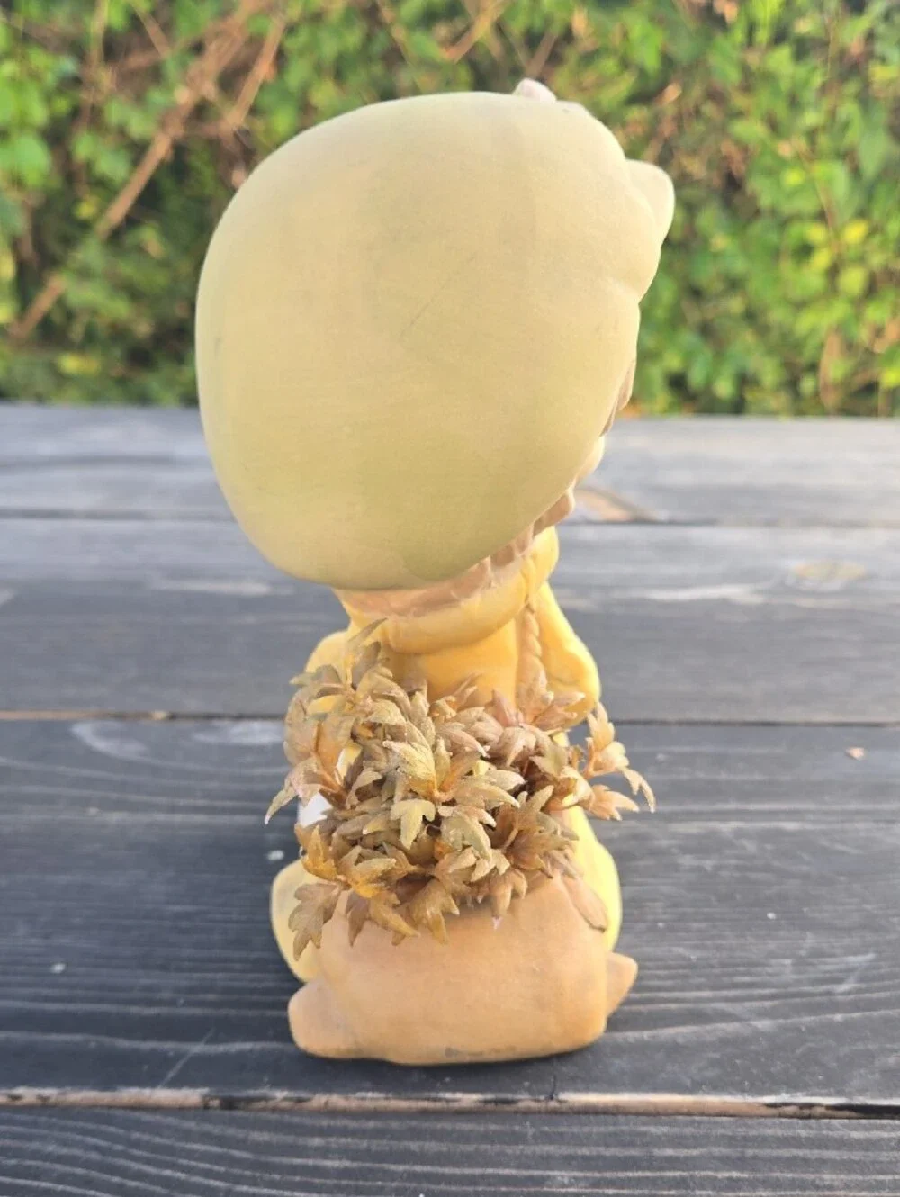 Vintage Yellow and Green Ceramic Girl Figurine Vase